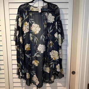 Emory‎ Park Sheer Floral Kimono Navy Yellow White XL 🌼